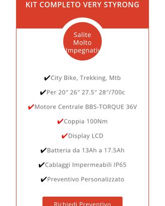 Kit trasformazione bici elettrica batteria motore 