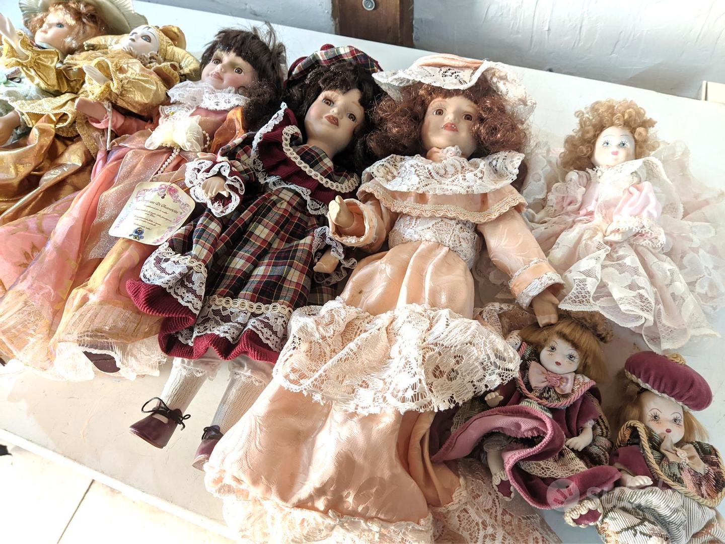 lotto sette 7 bambole porcellana conservate 40 cm - Collezionismo