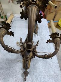 coppia di applique in ottone brunito