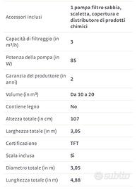Piscina tubolare ovale BESTWAY 4.88m x 3.05m