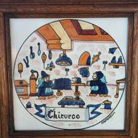 vecchio quadro in cornice piastrella ceramica CHIR