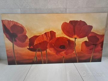 Quadro moderno con papaveri rossi 138x70