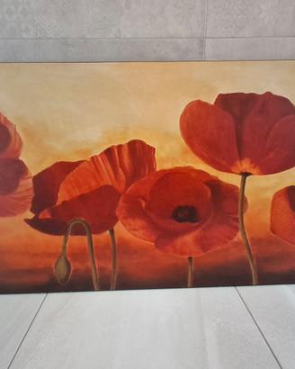 Quadro moderno con papaveri rossi 138x70