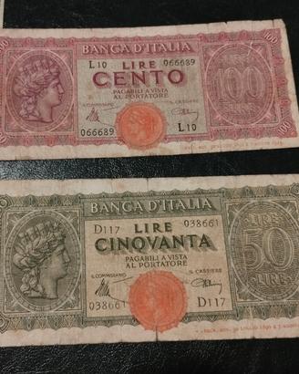 2 banconote Lire italiane decreto 1943 del Regno