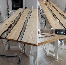 Realizzazione tavoli legno e resina