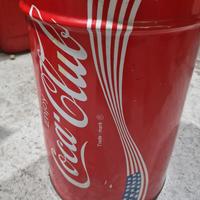 Bidone contenitore in latta Coca Cola vintage anni
