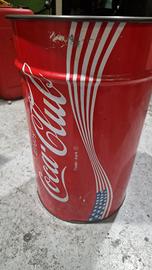 Bidone contenitore in latta Coca Cola vintage anni