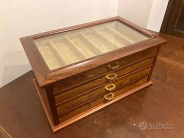 Portagioie in radica e vetro