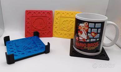 8-Bit Sottobicchieri Personaggi Nintendo 3D Print