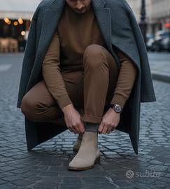 Stivali Chelsea Duke Dexter in pelle beige uomo