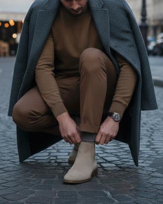 Stivali Chelsea Duke Dexter in pelle beige uomo