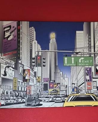 Quadro Pop Art Dipinto su Tela Canvas New York 