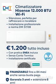 Climatizzatore Hisense 12000 BTU €1200 installato