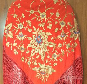 Antico Scialle in Tibet ricamato a mano in Macrame