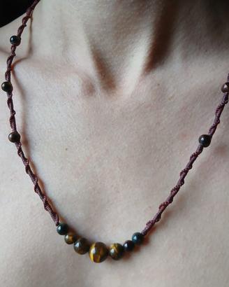 Collana Makramè Occhio di Tigre 