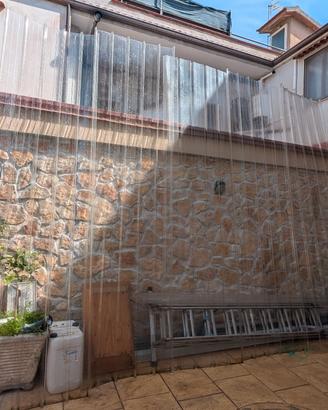 Tettoia completa PVC + tubolari zincati + grondaia