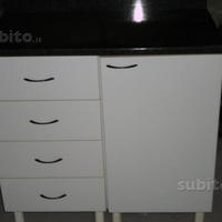 Mobiletto bianco smaltato con top scuro-COME NUOVO