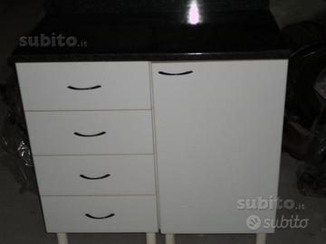 Mobiletto bianco smaltato con top scuro-COME NUOVO