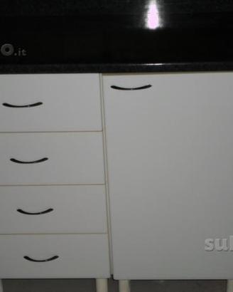 Mobiletto bianco smaltato con top scuro-COME NUOVO