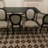 4 sedie poltroncine in legno e tessuto (prov VA)