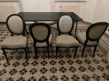 4 sedie poltroncine in legno e tessuto (prov VA)