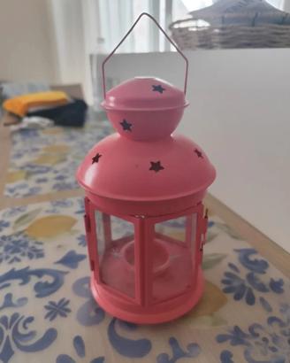 Lanterna porta candele rosa IKEA + 10 candele 