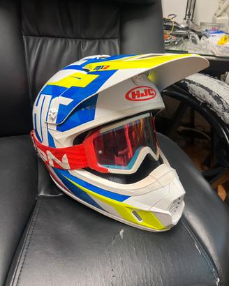 Casco HJC da Motocross / Enduro + occhiali Ethen