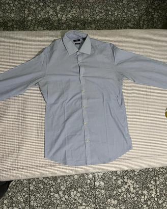 Camicia uomo celeste a righe OVS, M slim fit