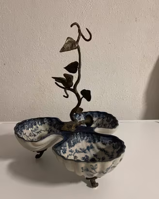 Centrotavola in ceramica e bronzo vintage