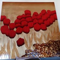 Quadro materico tulipani in foglia oro