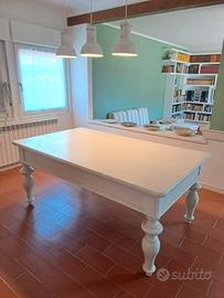 tavolo 10 posti  in legno massello  bianco opaco 
