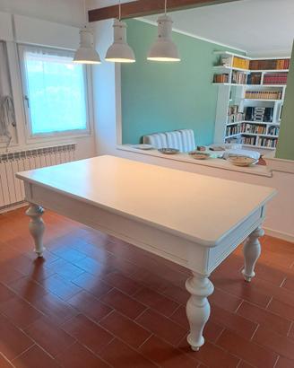 tavolo 10 posti  in legno massello  bianco opaco 