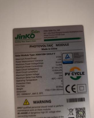 modulo fotovoltaico jinko 410 w 