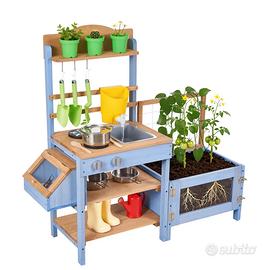 Cucina in Legno con Piano di Cottura per Bambini