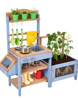 Cucina in Legno con Piano di Cottura per Bambini