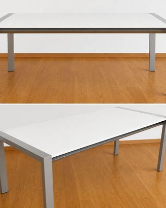 Tavolo Ciacci in legno e acciaio satinato bianco
