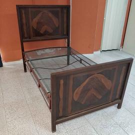 Letto Piazza e Mezza Ferro effetto Legno primi 900