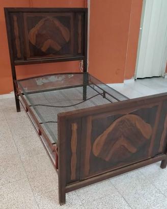 Letto Piazza e Mezza Ferro effetto Legno primi 900