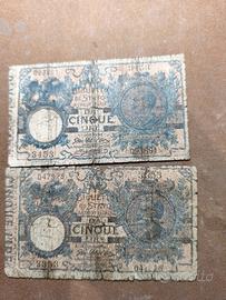 lotto 2 pezzi 5 lire matrice 