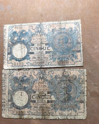 lotto 2 pezzi 5 lire matrice 