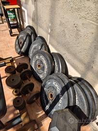 Dischi, manubri componibili e manubrio da 50 kg