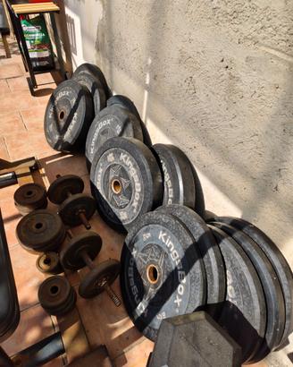 Dischi, manubri componibili e manubrio da 50 kg