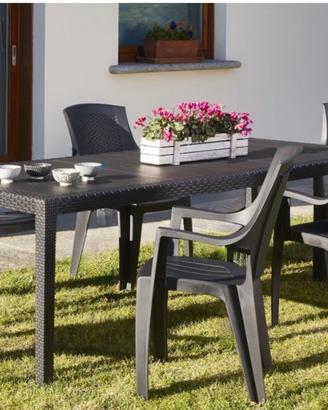 Tavolo grande da giardino con 4 sedie con cuscino 
