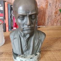 statuetta Mussolini in bronzo con base in marmo