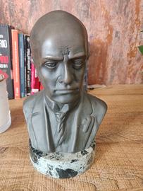 statuetta Mussolini in bronzo con base in marmo