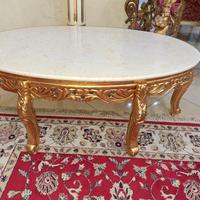 tavolino in foglia oro e marmo