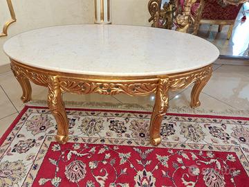 tavolino in foglia oro e marmo