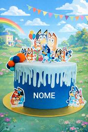 Torta scenografica Bluey e Bingo 