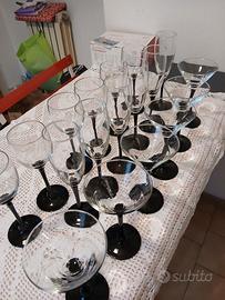 bicchieri vintage Luminarc stelo nero,  6+6+6