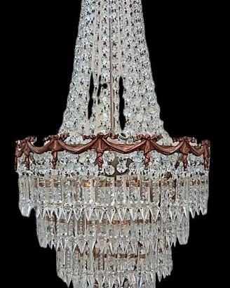  ANTICO LAMPADARIO IMPERO 8 LUCI RESTAURATO